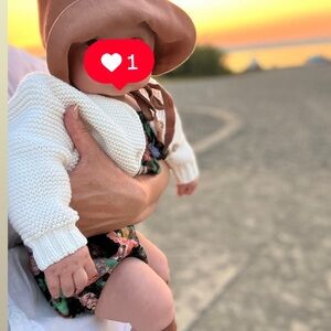 Zara Home Cream Cardigan and Hanna Anderson Floral Romper Set 3-6months